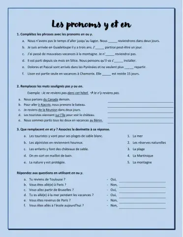 Les pronoms y et en