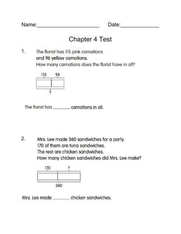 Chapter 4 Math Test