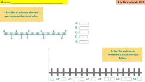 Recta numérica con decimales
