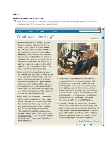 I 7 Unit 1 D Writing Skills: Making a narrative interesting