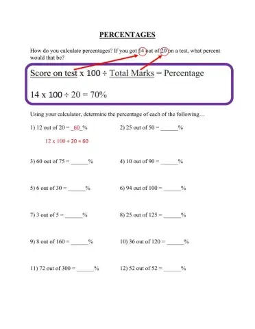 Calculating percentages