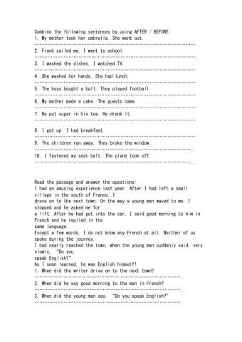 Past perfect simple and past simple