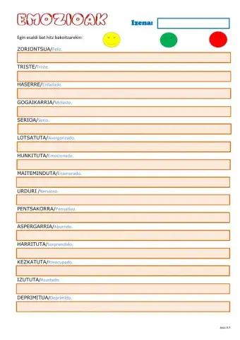 EMOZIOIAK. Esaldiak.