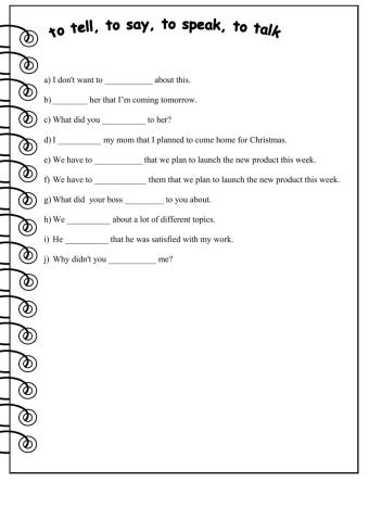 To tell, to say, to speak, to talk