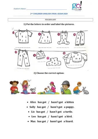 2nd Children FINAL EXAM, USE OF ENGLISH