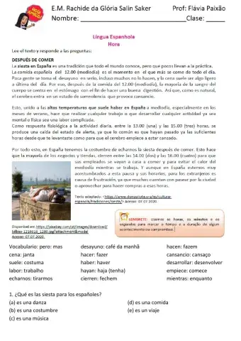 Lectura: La siesta en España