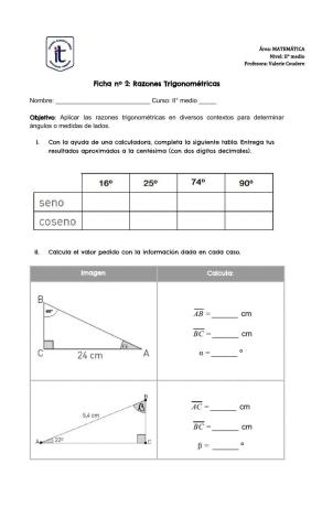 Ficha nº 2: Razones trigonométricas