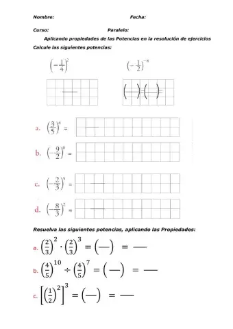 Aplicando propiedades de la Potencia de Racionales fraccionarios