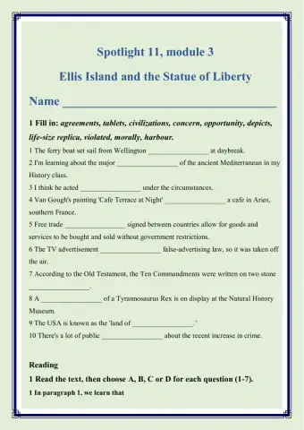 Spotlight 11, module 3. Ellis Island