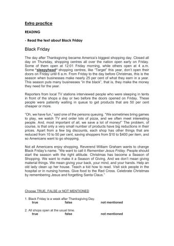 Extra practice - reading