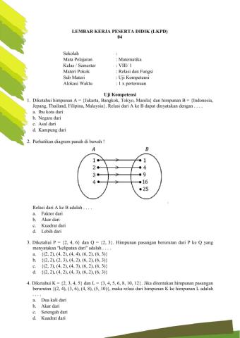 E-LKPD Matematika Relasi dan Fungsi Kelompok 3 PBA-jilid 2