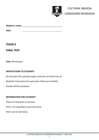 Teens 4 - final exam - 2020
