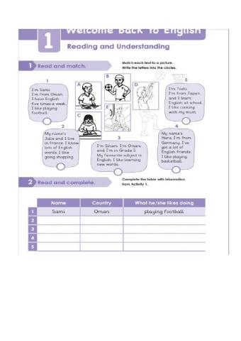 Welcome back to English