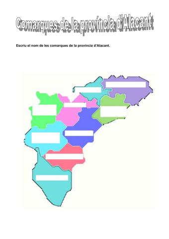 Comarques de la província d'Alacant