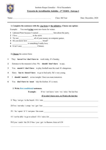 Inglés - 4º año - entrega 2 - TAA DICIEMBRE 2020