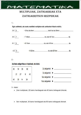 Multiploak, zatitzaileak, zatigarritsun-irizpideak eta zenbaki lehenak