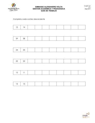 Números conteo descendente