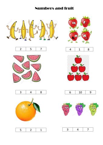 Numbers and fruit