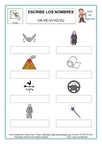 Escribe palabras con VA VE VI VO VU