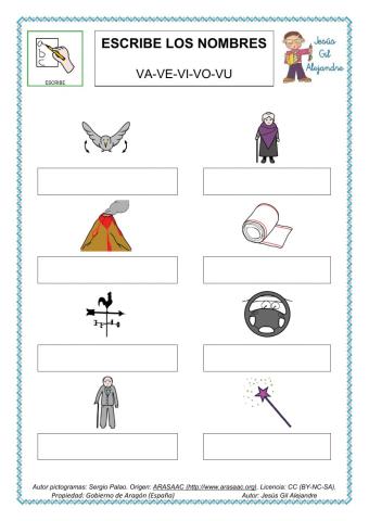 Escribe palabras con VA VE VI VO VU