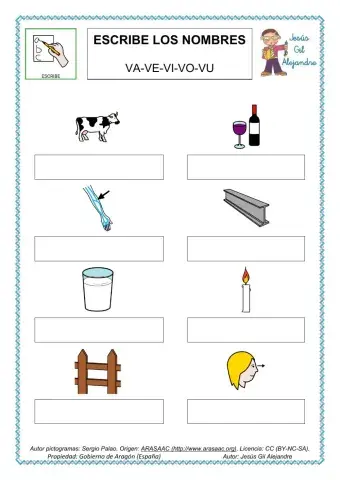 Escribe palabras con VA VE VI VO VU