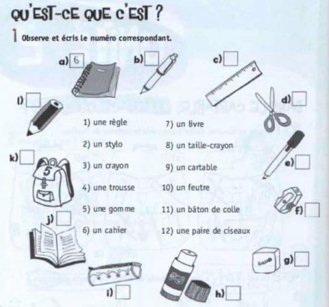 Le matériel scolaire