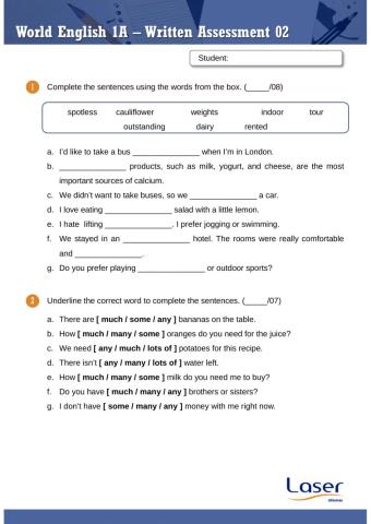 World English 1 - Test for Units 4 to 6