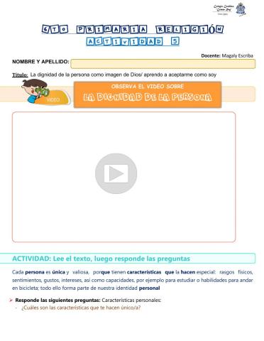 6to religión Refuerzo académico