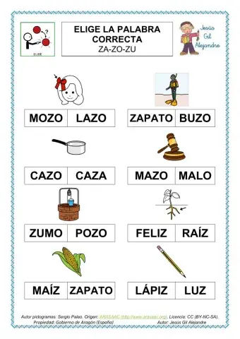 Elige la palabra correcta.za zo zu mayúsculas