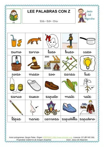 Leer palabras con z en  minúsculas