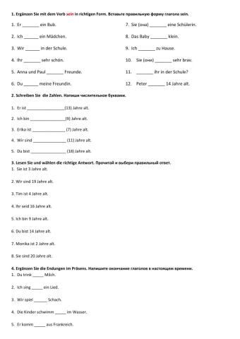 Horizonte 5 Zahlen-Das Verb sein- Die Ensungen im Prasens