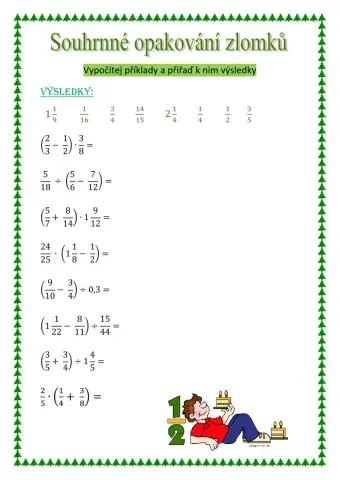 Zlomky - souhrnné opakování 3