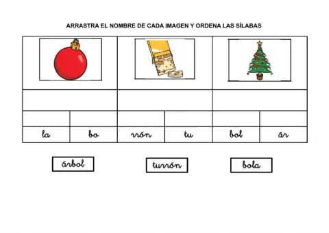 Ordenar sílabas navidad minúsculas