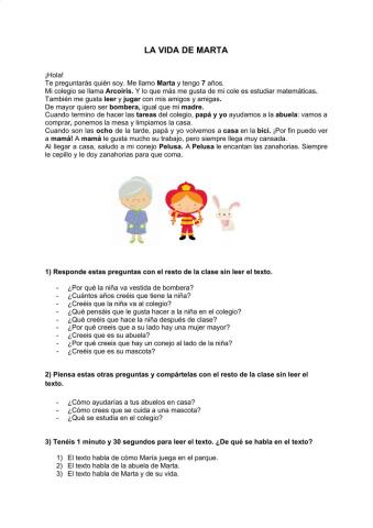 Fichas castellano comprensión lectora