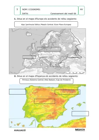 El Relleu d'Europa, Espanya i Catalunya