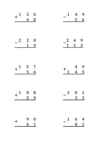 Sumas y restas con y sin llevadas 02