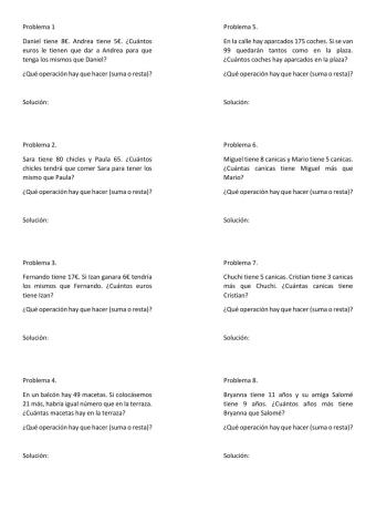 Problemas de sumas y restas