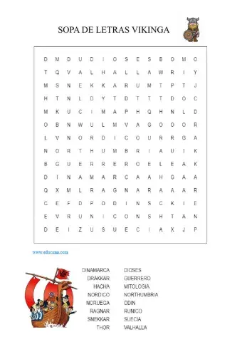 Sopa de letras vikinga
