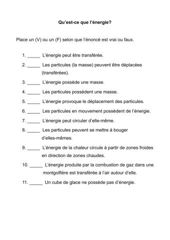 Qu'est-ce que l'énergie?