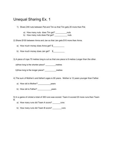 Unequal Sharing Ex. 1