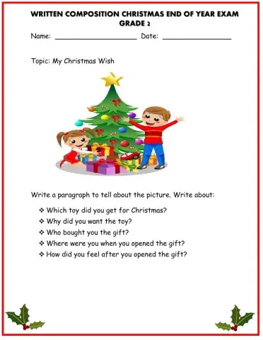 Written composition: Personal Narrative Christmas Exam