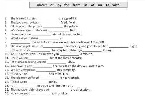 Exercise -1 (LIVEWORKSHEETS)- Prepositions