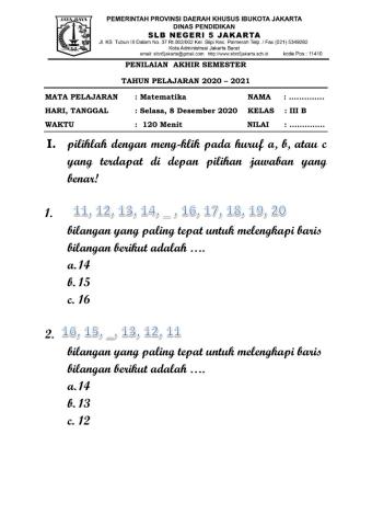 Penilaian Akhir Semester Matematika