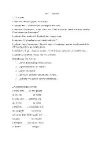 Test unitatea Tendances