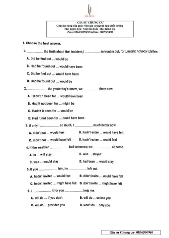 Lớp 12 - Kiểm tra 15 phút Unit 8,9,10