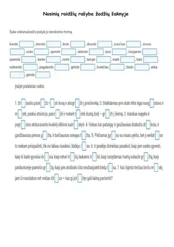 Nosinių raidžių rašyba žodžių šaknyje