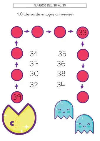 Ordenar de mayor a menor (30 al 39)