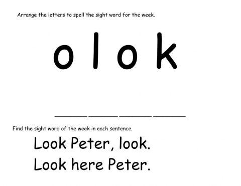 Sight word - look