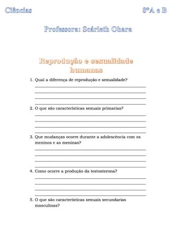 Reprodução e sexualidade humanas