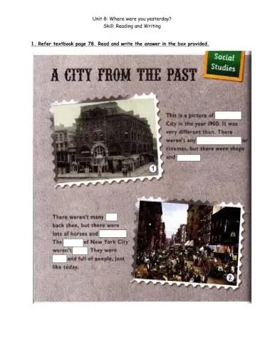 Unit 8 English Year 3 City in the past